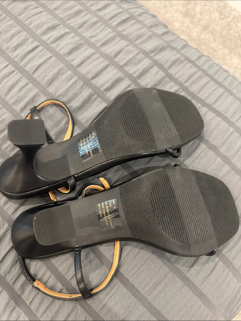Dolce Vita Black Strappy Mid-Heel Sandal with Gold Accent